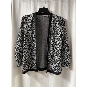 EasyWear by Chico's‎ Open Front Leopard Print Silver Metallic & Black Women's 1